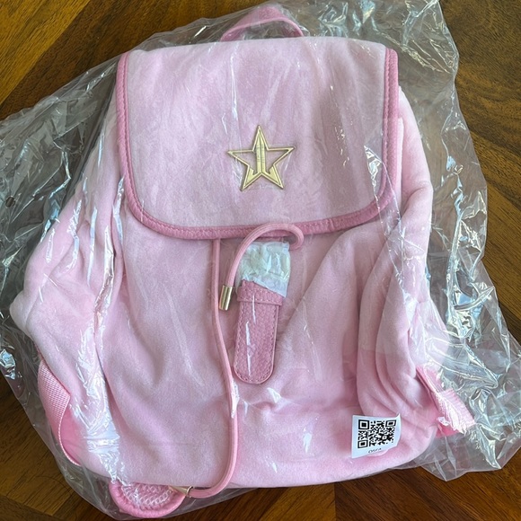 Jeffree Star Handbags - Jeffree Star VELOUR PINK BUCKLE BACKPACK!
